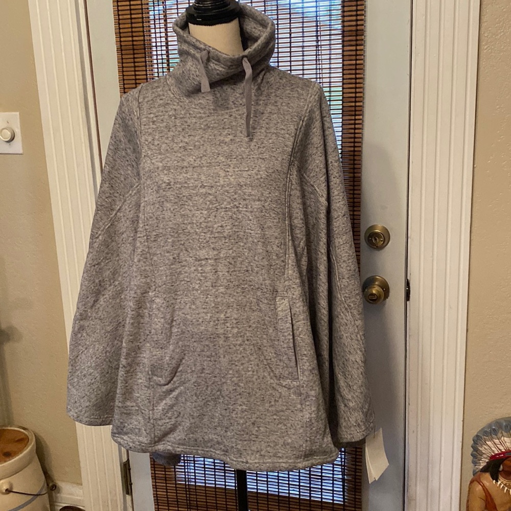 UGG Pichot Fleece Lounge Poncho/Cape Heather Gray Size M/L NWT